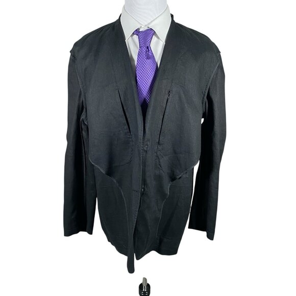 MUJI 100% Linen Blazer XL Surgeon Cuffs Unstructured Patch Pockets Lightweight - Picture 8 of 16